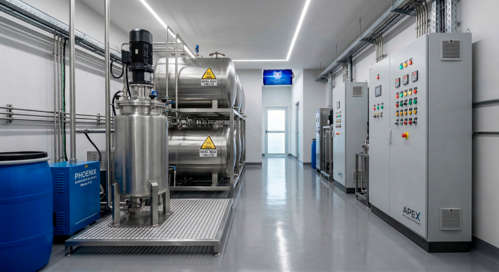 Unidad de ozonólisis industrial PHOENIXOZONO — producción aceites ozonizados